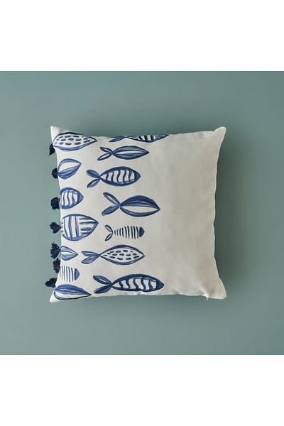 Bella Maison 100% Cotton Marine Tassel Throw Pillow Case White (45X45 cm)