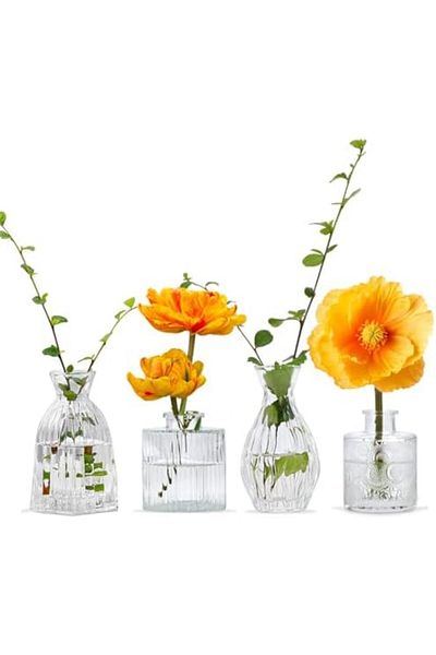 Generic SPNOR Glass Bud Vases Set of 4, Small Flower Vases for Wedding Centerpiece Table Decorations, Clear