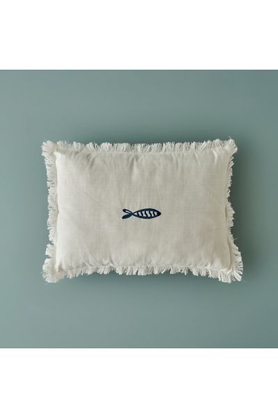 Bella Maison 100% Cotton Marine Embroidered Throw Pillow Case White (35X50 cm)