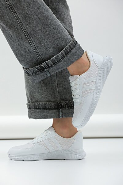 ALTUNTAŞ Kadın - Erkek - Unisex Bağcıklı Anatomik Taban Günlük Spor Ayakkabı Sneaker Beyaz