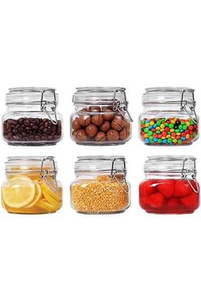 Generic ComSaf Airtight Glass Canister Set of 6 with Lids 17oz Food Storage Jar Square