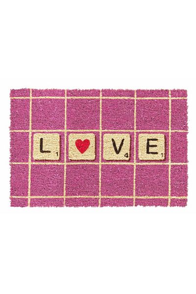 Bizzotto Entrance mat anti-slip coconut fibers rubber model Love 60 cm x 40 cm