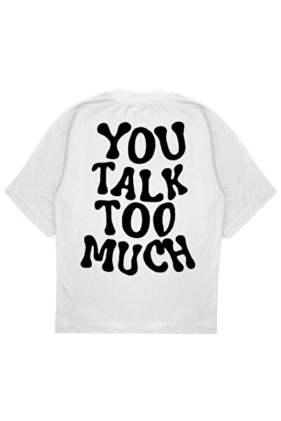 SVART WEAR Tricou TALK TOO MUCH oversize you talk too much alb
