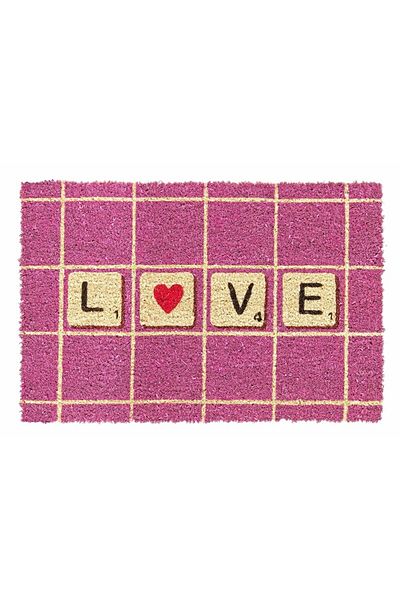 Bizzotto Entrance mat anti-slip coconut fibers rubber model Love 60 cm x 40 cm