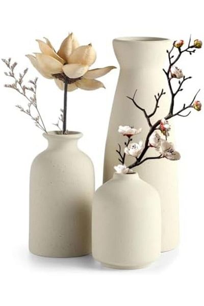 Generic Ceramic Vase Set, Set of 3 Decorative Flower Vases for Modern Home Decor