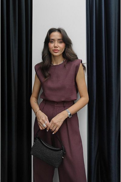 Havoş Burgundy Flim Linen Blouse