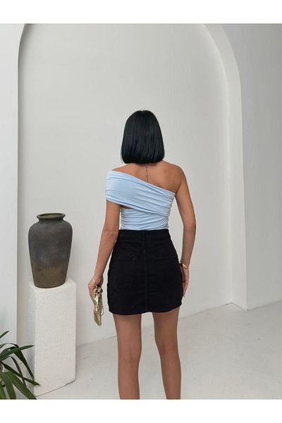 Louen lucie Gold Buckle Detail One Shoulder Blouse