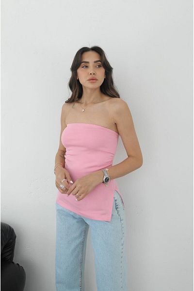 Havoş Pink Gathered Detailed Strapless Blouse
