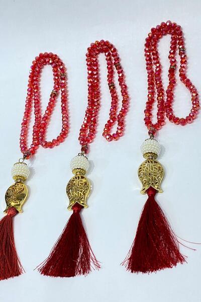 Limelia Mărgele de rugăciune pentru tesbih (99 margele) cu lalele roșii cadou...