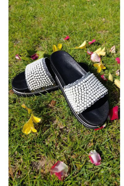 Michelle COCO Women's Slippers High Orthopedic Sole Stone Detailed