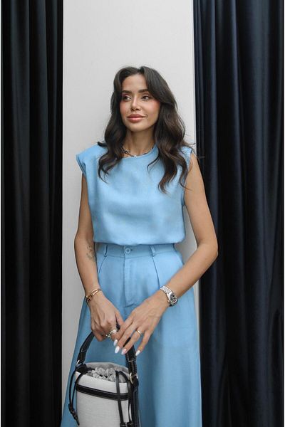 Havoş Blue Flim Linen Blouse