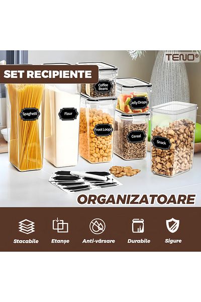 Teno Set of 42 Teno® Food Storage Containers, BPA-free, various sizes, transparent