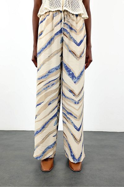 5in1Canpolat Beige Patterned Trousers 29724