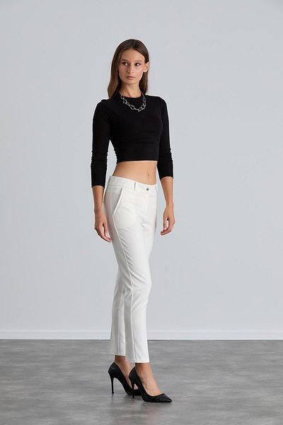Işşıl Işşil 4548-Wrist Length Narrow Leg Fabric Trousers