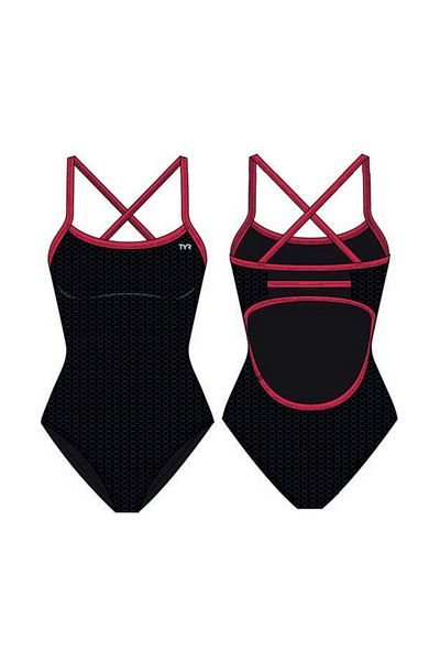 TYR Durafast Elite. ®   Tf Girl's Swimsuit - Hexa (Black/Red)