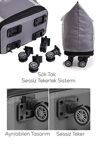 Bambus Home İki Körüklü Demonte Sessiz Tekerlekli Valiz/Çanta/Bavul