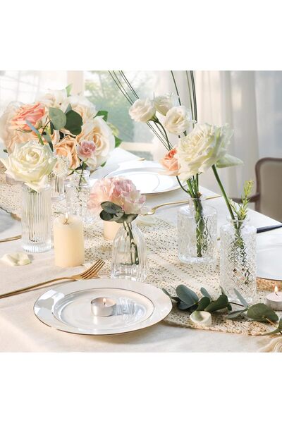 ComSaf Glass Bud Vase Set of 12 - Small Clear Mini Flower Vases for Centerpieces (Clear)