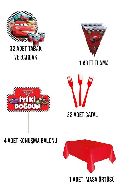Evabrite Cars Cars Themed Ecomini Set 32 Person Birthday Party Supplies