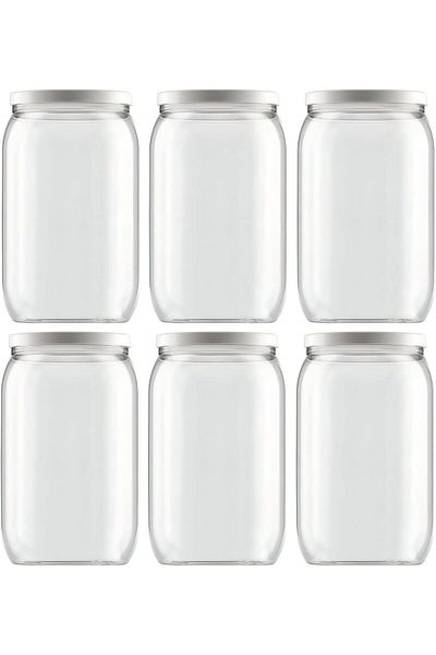 Generic Glass Cookie Jar With Lid- Candy Jar- Large Cookie Jar- Set Of 6 - Easy To Use And Clean - Perfect F