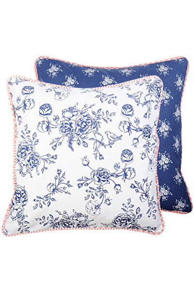 Clayre & Eef Cotton pillowcase Blue Flowers 40 cm x 40 cm