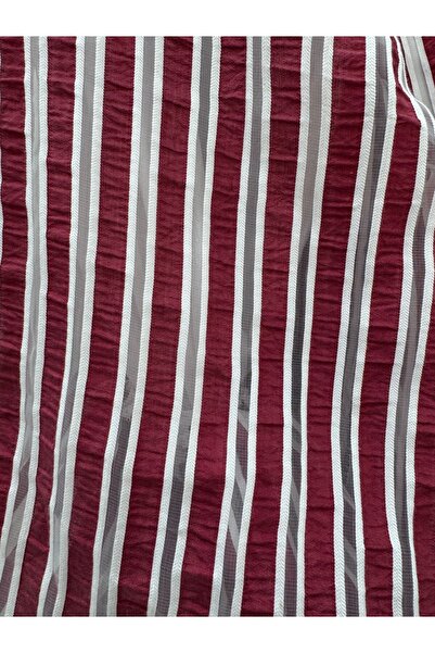 Modamorfo Balloon Sleeve Waist Lined Striped Tunic - Claret Red