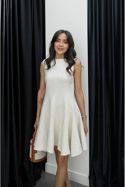 Havoş Beige Linen Flounce Dress