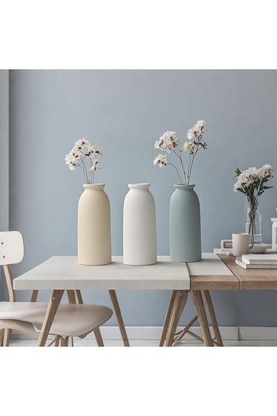 Generic Ceramic Vase Set of 3, Modern Farmhouse Decor for Living Room, Dining Table Centerpieces, Bookshelf,