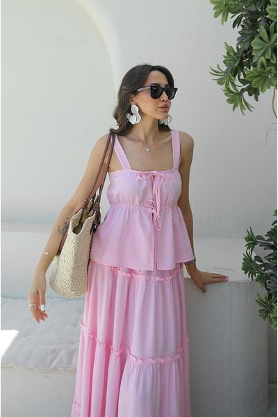 Havoş Pink Mendoza Blouse Skirt Suit