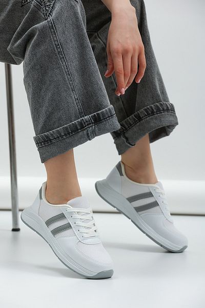 ALTUNTAŞ Femei - Bărbați - Unisex Pantofi sport casual cu talpă anatomică cu șireturi Pantofi alb gri
