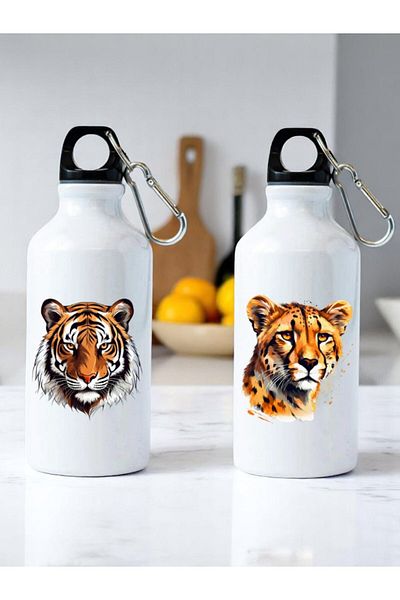 lili hediyelik Tiger Printed 2-Piece Water Bottle
