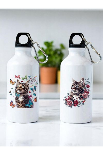 lili hediyelik Cat Themed 2-Piece Water Bottle