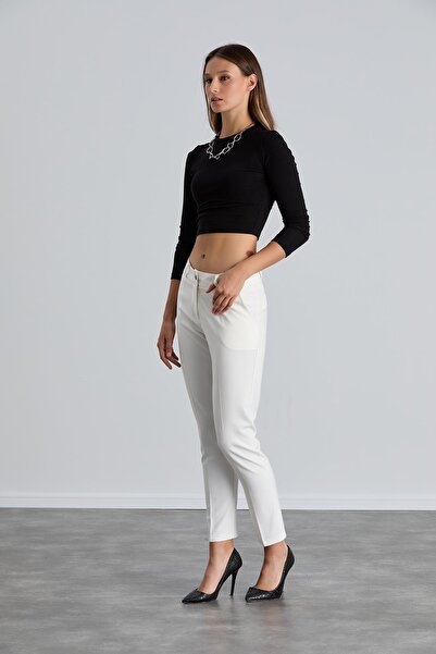 Işşıl Işşil 4548-Wrist Length Narrow Leg Fabric Trousers
