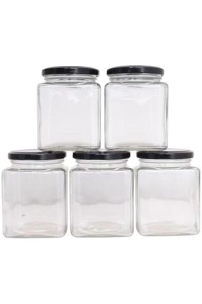 Generic 5-Pack Glass Jars with Tight Lids 370 ml, Ideal For DIY Spices, Meal Prep, Overnight Oats, Jelly, Ja