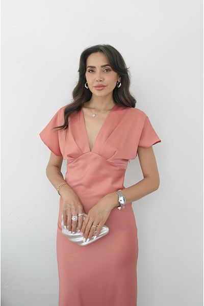 Havoş Σατέν φόρεμα Dusty Rose με λαιμόκοψη V