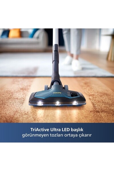 Philips XB9185 TriActive Ultra LED Başlık Premium Toz Torbasız Elektrikli Süpürge, Koyu Opal Yeşili