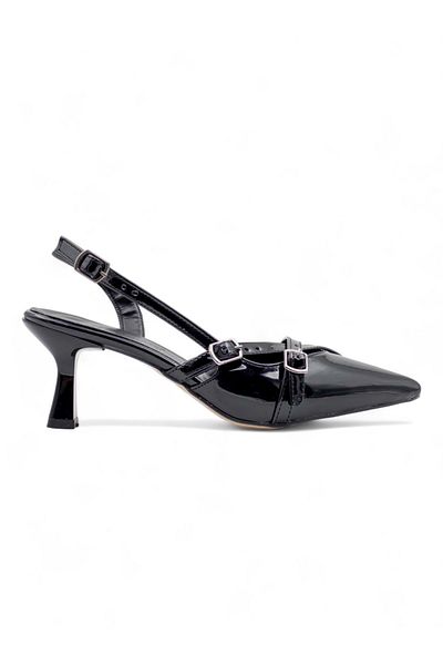 Berk Cross Weft High Heeled Evening Dress Patent Leather Black