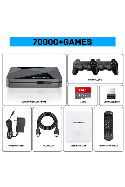 Choice us 64g KINHANK Retro Video Game Console Super Console X2 Pro with 90000 Video Games for PS1/DC/MAME/
