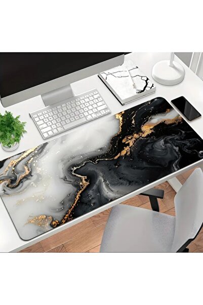 sgeteknoloji 70X30 cm Gilt Marble Design Anti-Slip Base Speed Surface Gamer Mouse Pad Gaming