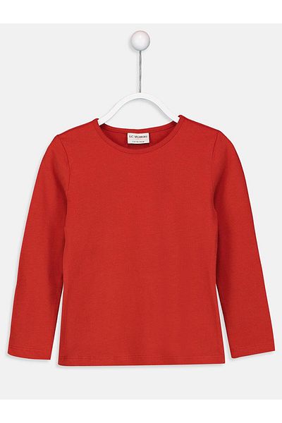LC Waikiki Tricou pentru fete cu mânecă lungă de bază cu gât rotund (0S)