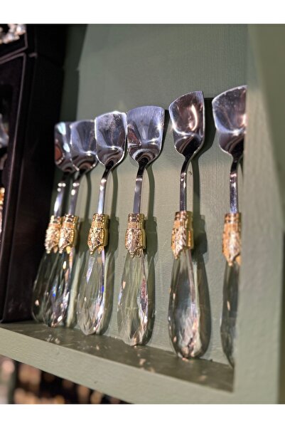 hediye Esterhomedecor 6 Crystal Model Ice Cream Spoons