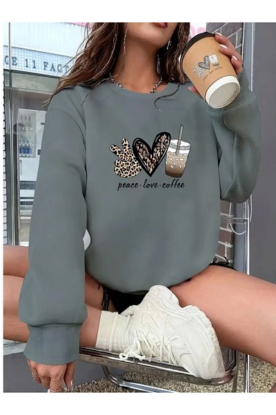 MODA Γυναικεία μακρυμάνικη μπλούζα με λαιμόκοψη με μοτίβο βισκόζης με δύο κλωστές