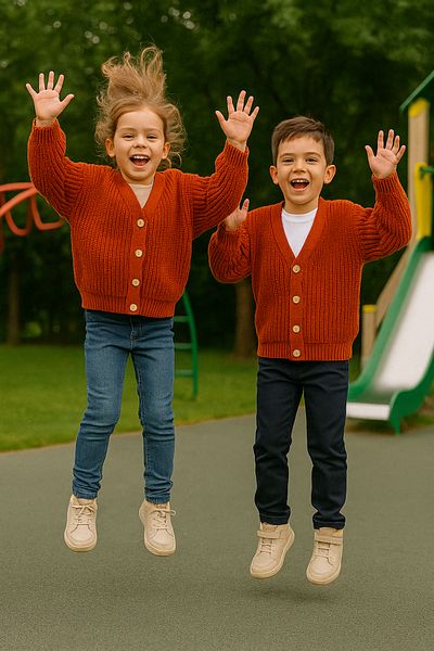 Nimini Kids Зимна унисекс плетена жилетка с голям размер и дървени копчета (за деца от 0 до 5 години)