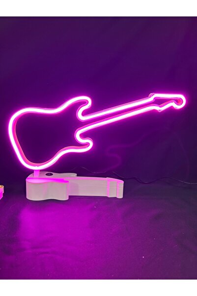 Neon Gitar neon led lamba 3D baskı 12V adaptörlü aç/kapa düğmeli neon tasarım