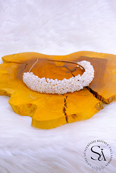 SimgeAksesuar تاج زفاف أنيق وأنيق وإكسسوار للشعر مصنوع من أحجار الكريستال