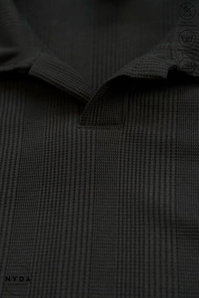 Nyda Collections Cotton Honeycomb Fabric Patterned Men's Women's Unisex Polo Neck T-Shirt and Shorts Set with Pockets Set of 2