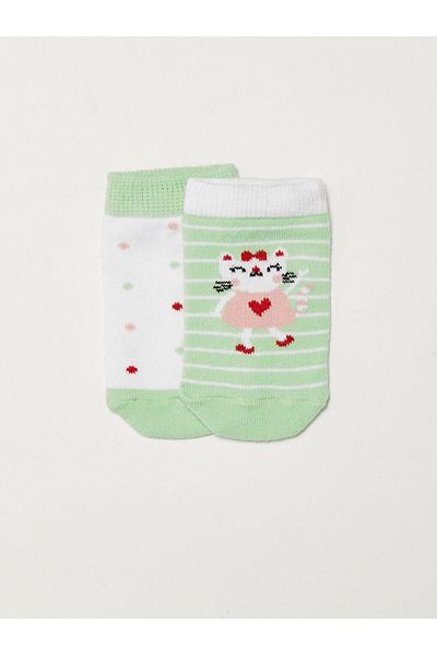 LC Waikiki Patterned Baby Girl Booties Socks 2-Piece (W1)