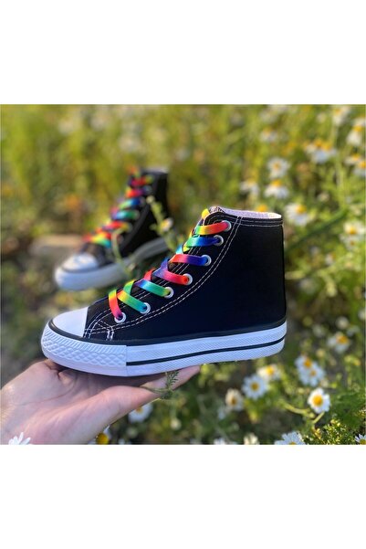 LEVENT ÖZCAN Rainbow Lace-Up, High Top Μαύρα Αθλητικά Παπούτσια Παιδικά Sneaker