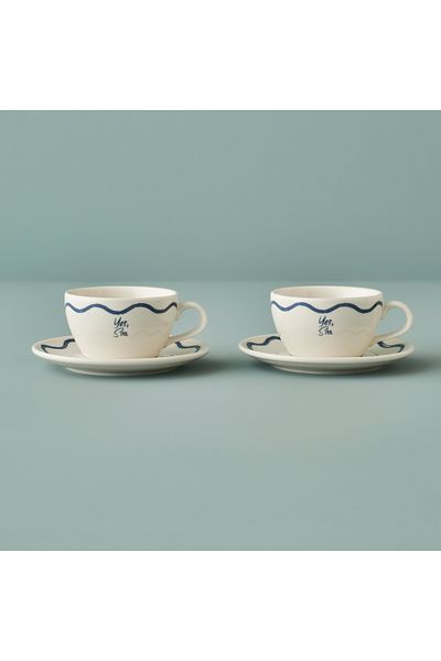 Bella Maison Marine Porcelain Set of 2 Teacups Blue (270 Cc)