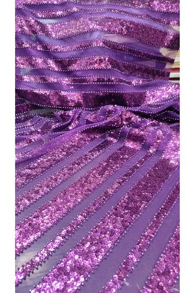 River Fabrics Sequin Beaded Evening Dress Fabric Plum