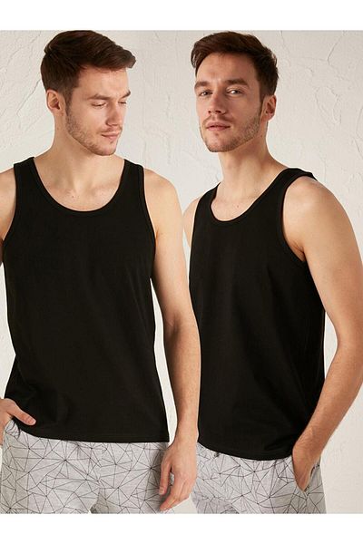 LC Waikiki U Neck Basic Cotton Men's Undershirt 2-Piece (S1)